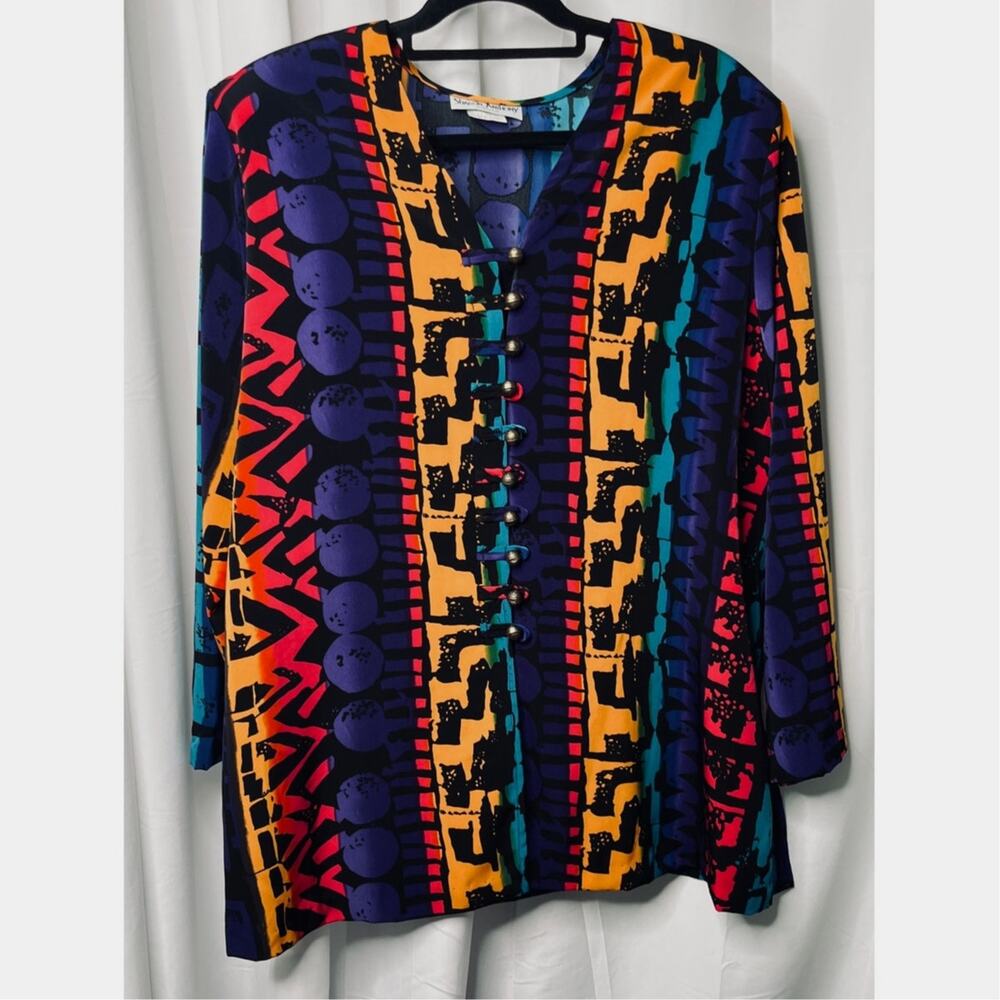 Vintage Plus SIze Sharon Anthony Women Colorful Postmodern top SZ 24W/44